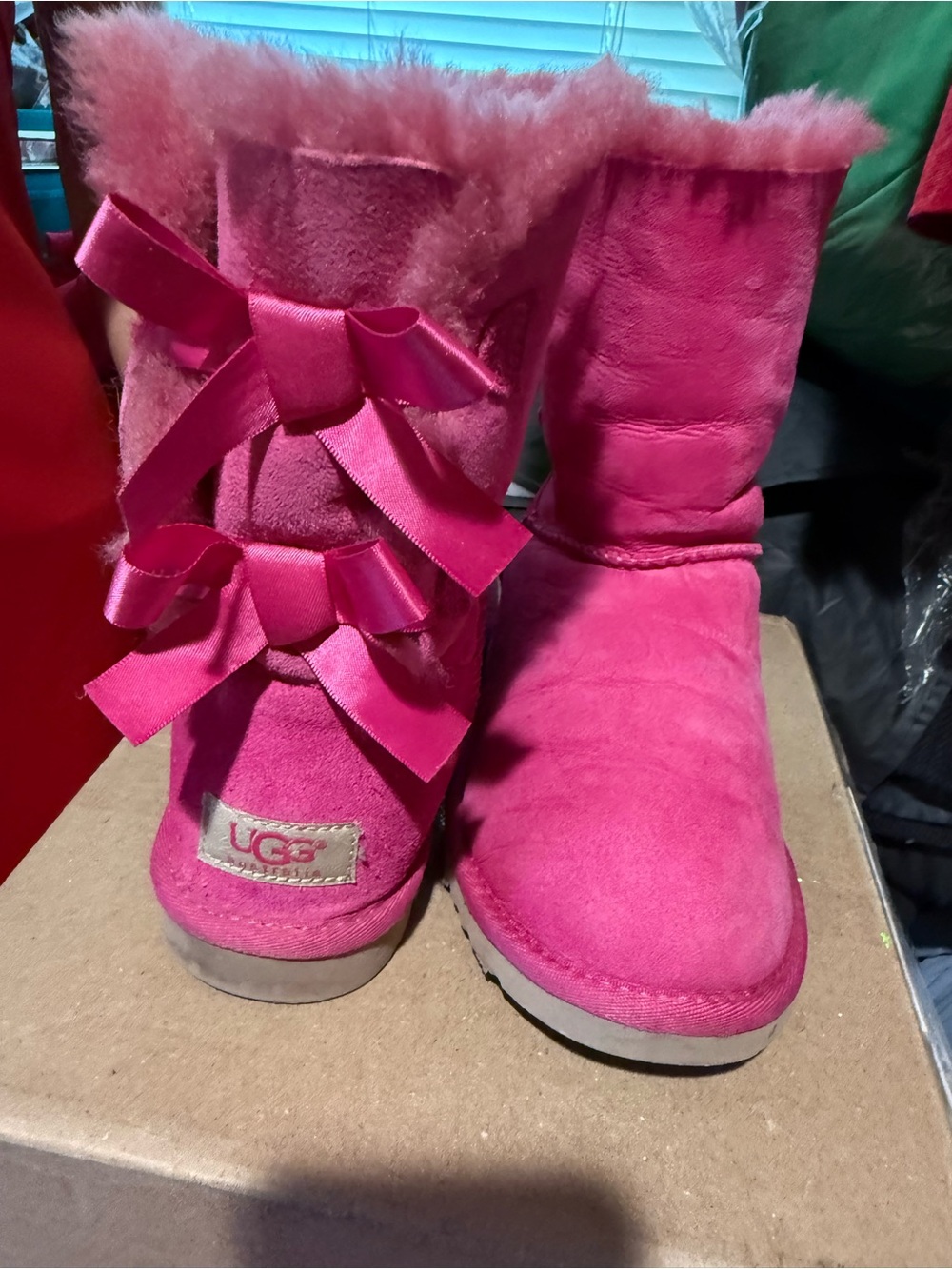UGG Hot Pink Bow Back Classic Short Boots